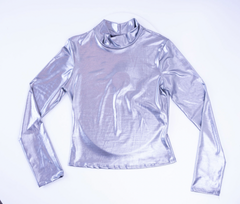Top Chic Metallic Long Sleeve Crop