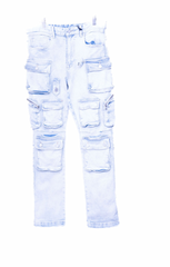 First Row 5 Pocket Acid Wash Light Blue