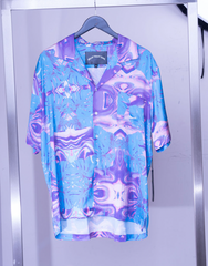 Dead Than Cool Purple Wavy Silk Button Up
