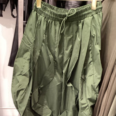Daisy Green Wide Leg Ruffle Drawcord Wind Pant