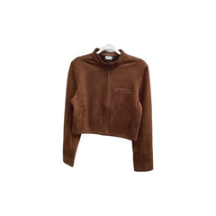 Love Poem Camel Brown Suede Crop Jacket
