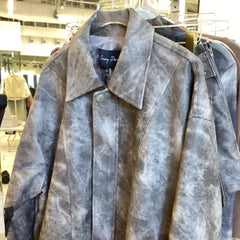 Emory Park Gray and Taupe Leather Bomber