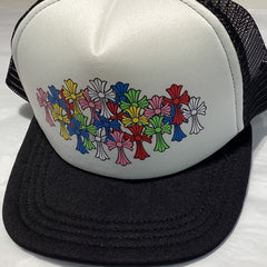 Chrome heart hat colored crosses