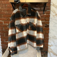 Axcexx Granted Brown Plaid Wool Jacket