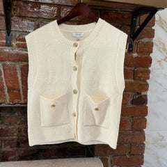 Love Tree Cream Sleeveless Sweater Vest