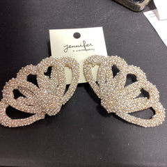 Diamond Pearl Clamshell Earrings