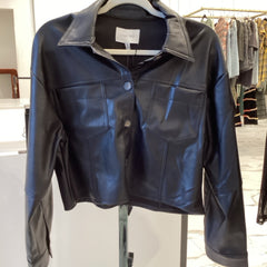 Love Tree Black Leather Crop Top