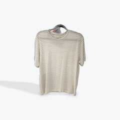 Porter & Ash Cream & Brown stripe linen blend tee