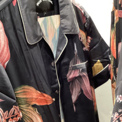 Dead than cool floral pajama shirt black