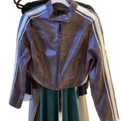 Love Tree Chocolate Brown Striped Crop Jacket