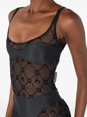 Marine Serre Black Mesh Monogram Catsuit