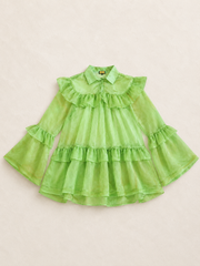 Highlight Lime Babydoll Button Down Dress