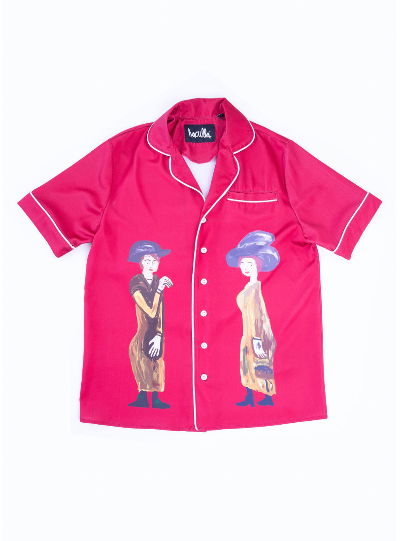 Haculla Gosspi Red Silk Printed Shirt
