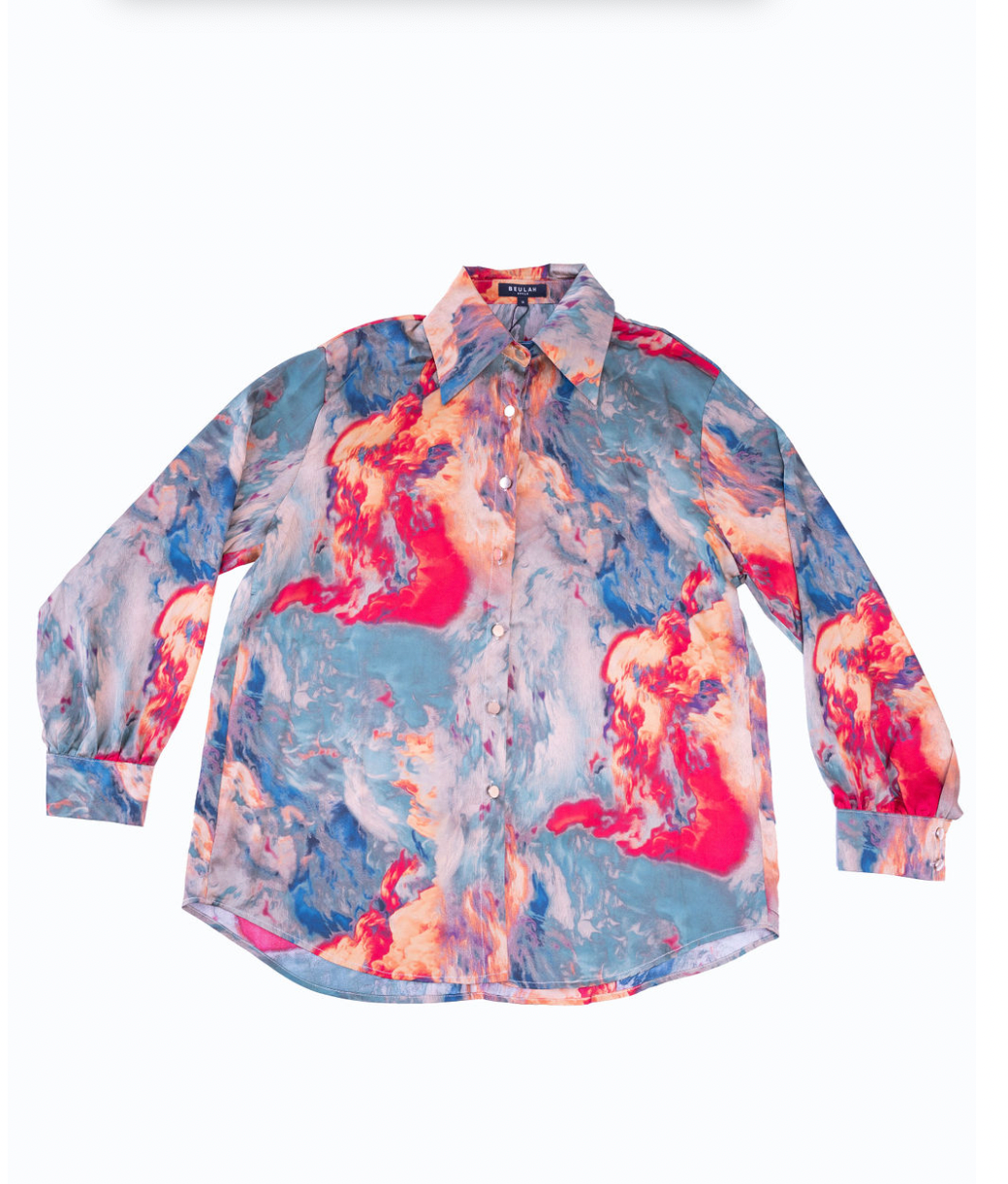 Beulah Olive/red Long sleeve Blouse