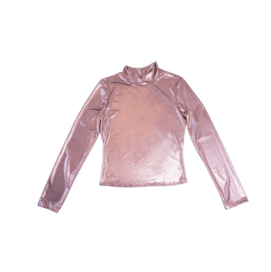 Top Chic Metallic Long Sleeve Crop