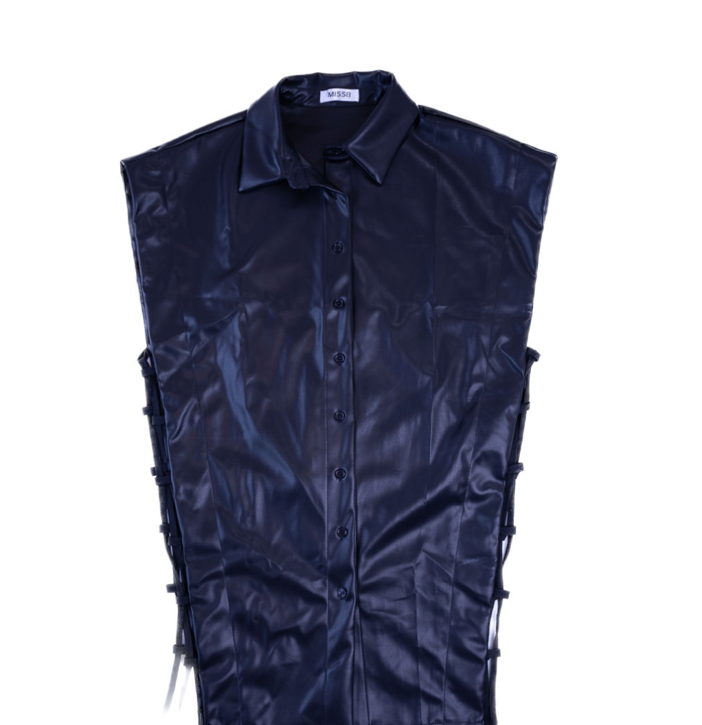 Miss 8 Black Leather Shirt/Dress