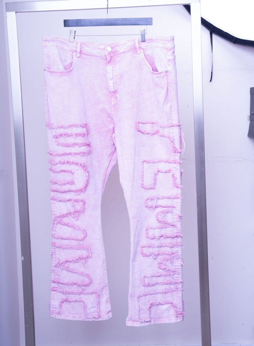 Homme + Femme Pink Distressed Denim