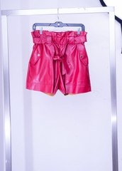 Cien Red Leather Shorts