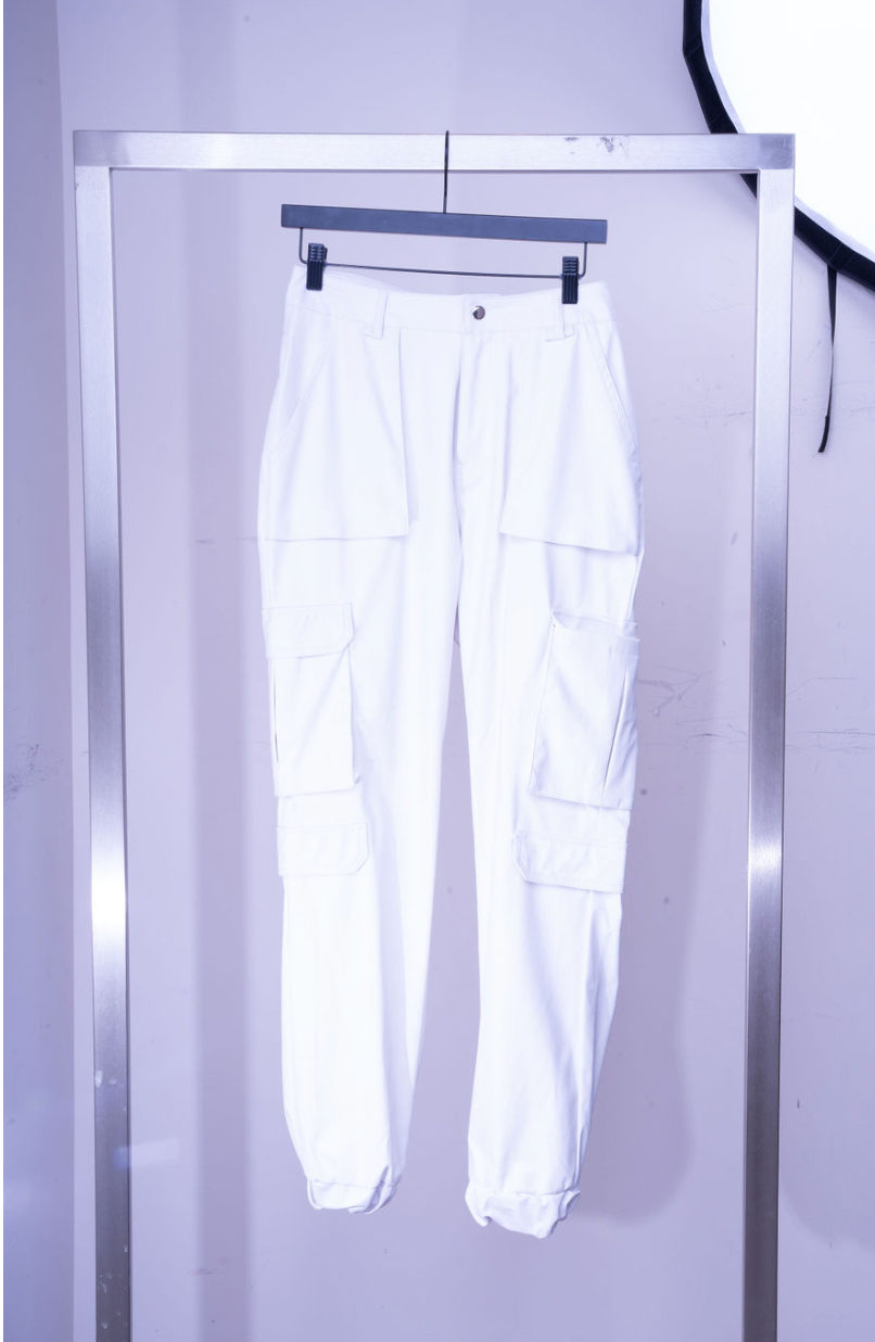 American Bazi White Leather Jogger