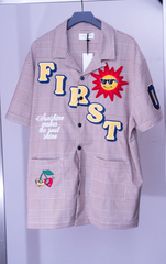 First Row Tartan Print Sunshine Button Up