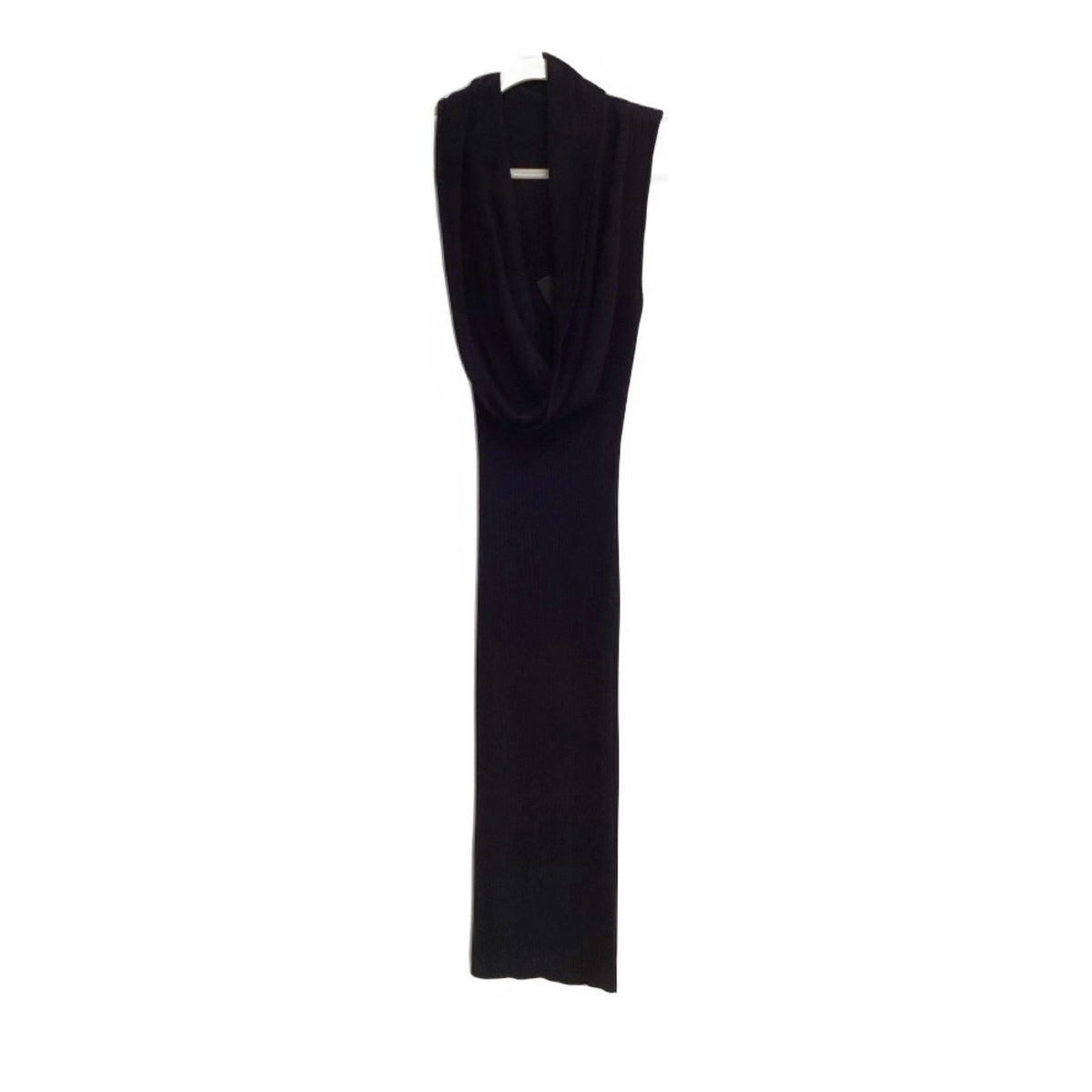 HERA BLACK PLUNG COWL NECK DRESS