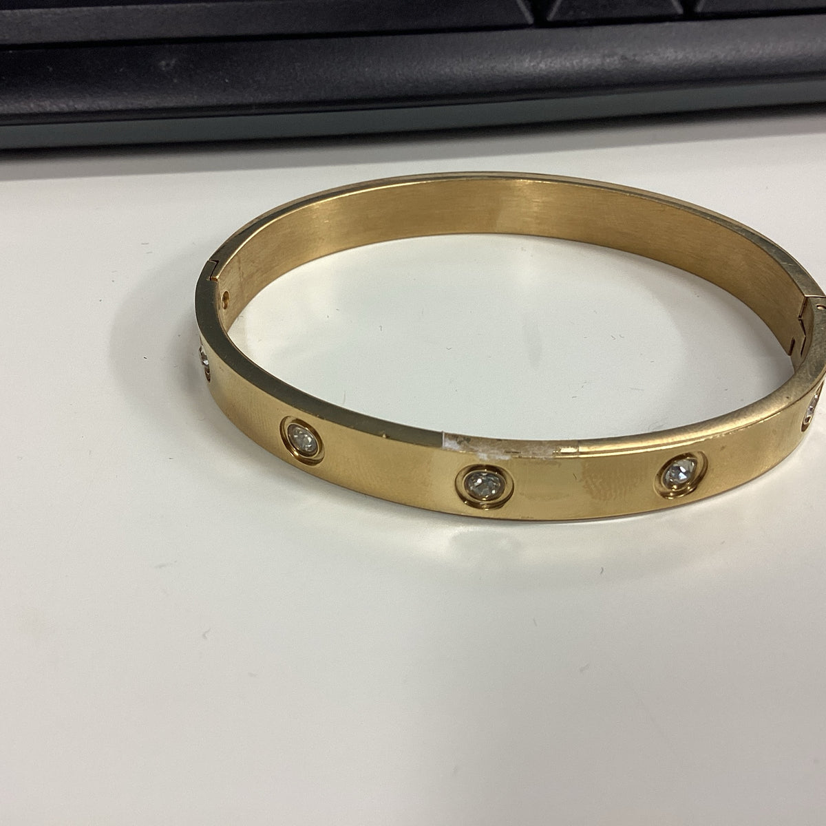 Gold Studded Hinged Bangle L