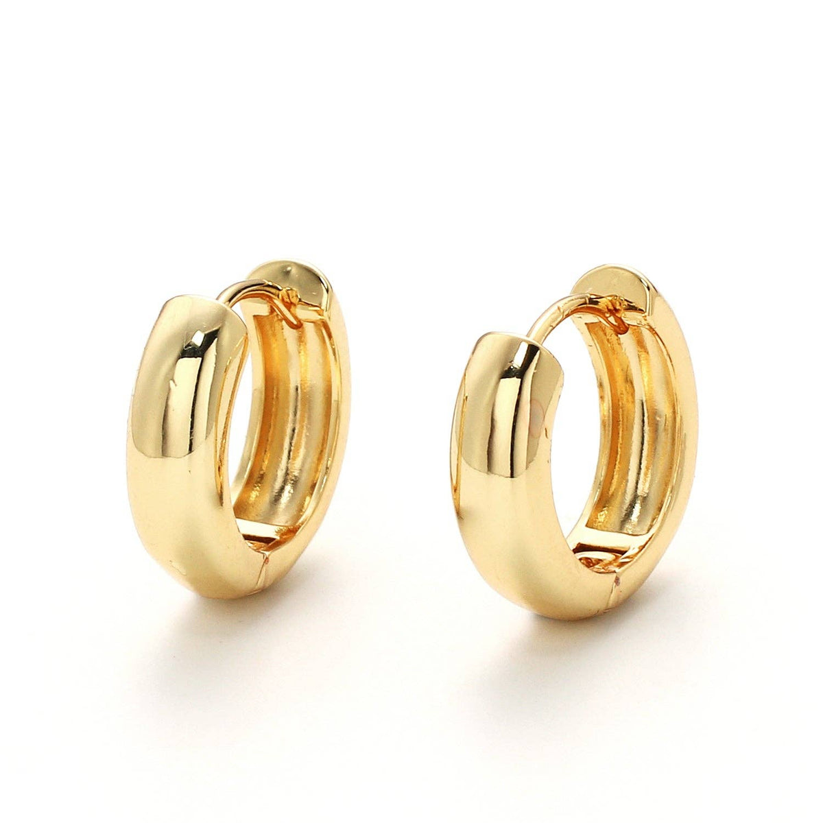 HUGGIE EARRING 9.8mm- 18K Small Loops, Huggie Hoop Earring, Hoop Earrings | Q-392: Gold
