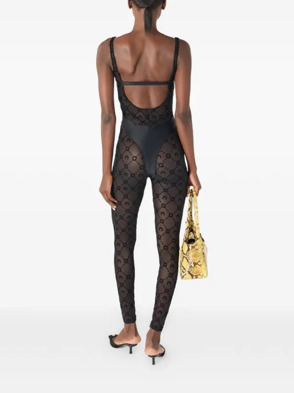 Marine Serre Black Mesh Monogram Catsuit