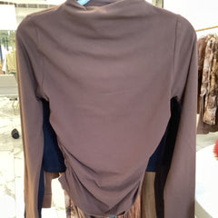 Active USA Brown Ruched Long Sleeve Top