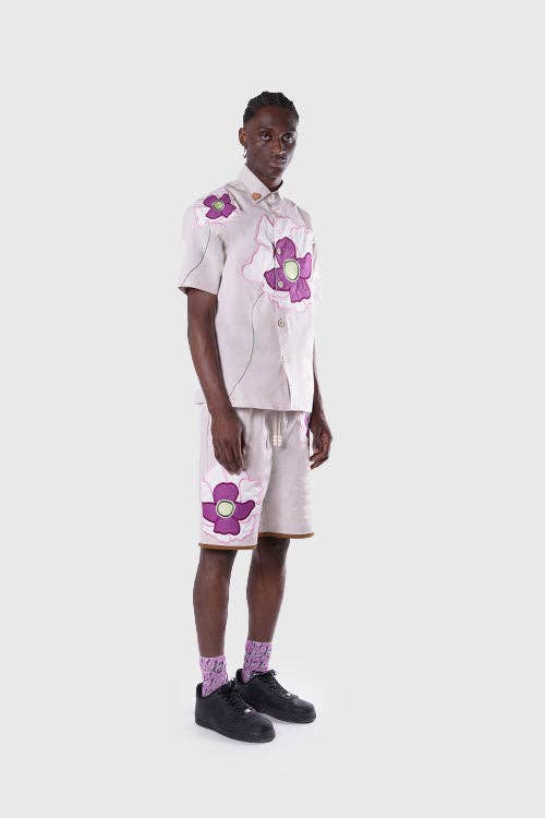 We Grow Button Up Shirt: Grey, L
