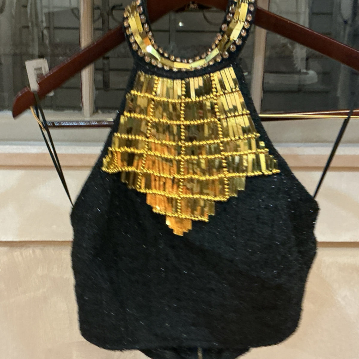 Blithe black/gold metal halter top