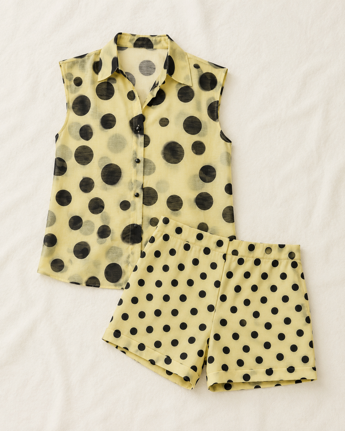 la ros yellow polka dot shorts
