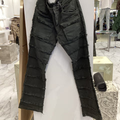 KDNK Charcoal Green Stacked  Fray Jeans