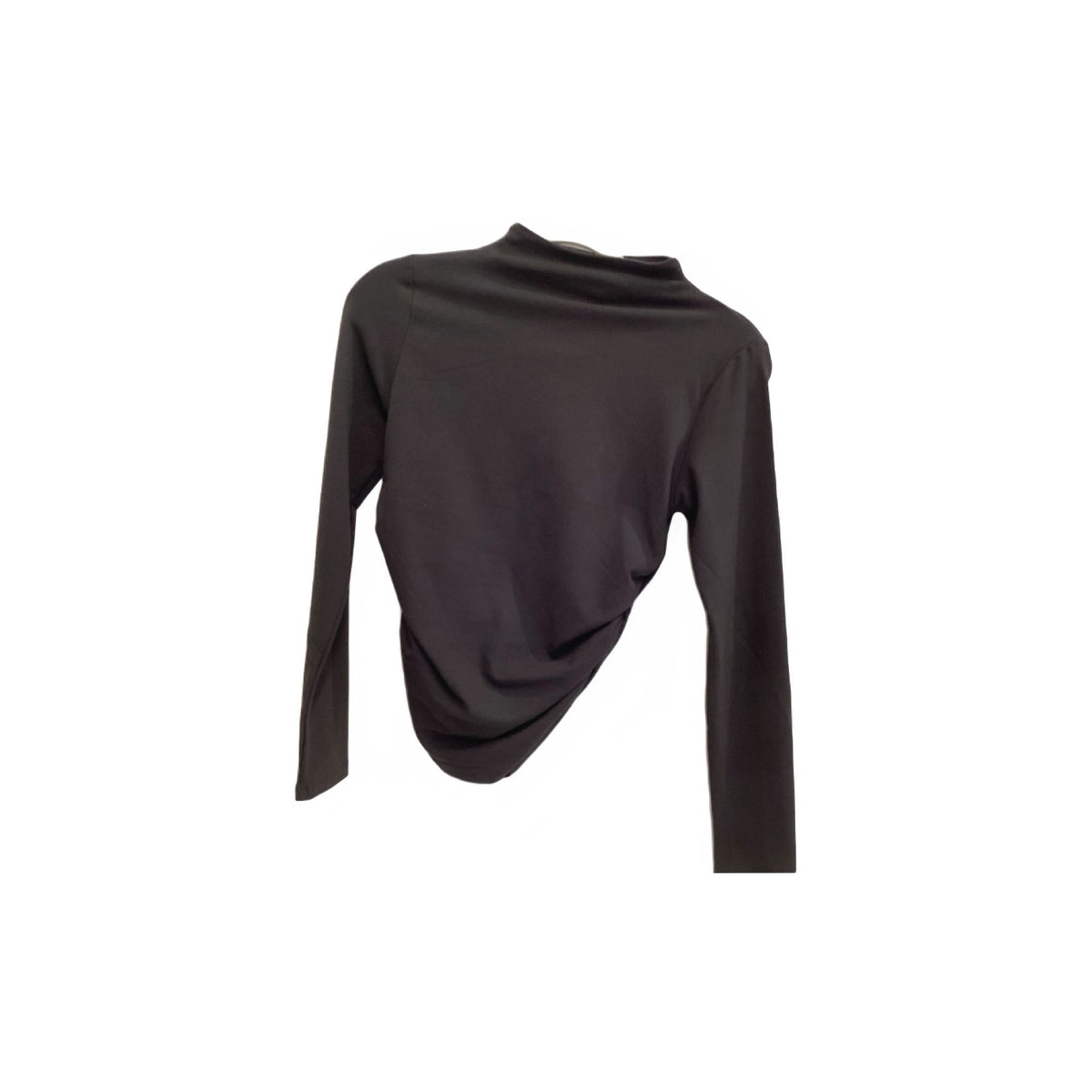 Active USA Black Long Sleeve Ruched Turtle Neck
