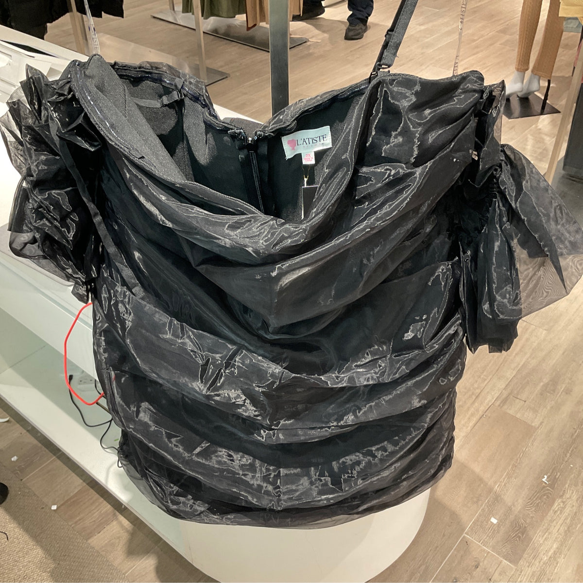 LATISTE BLACK RUFFLE DRESS