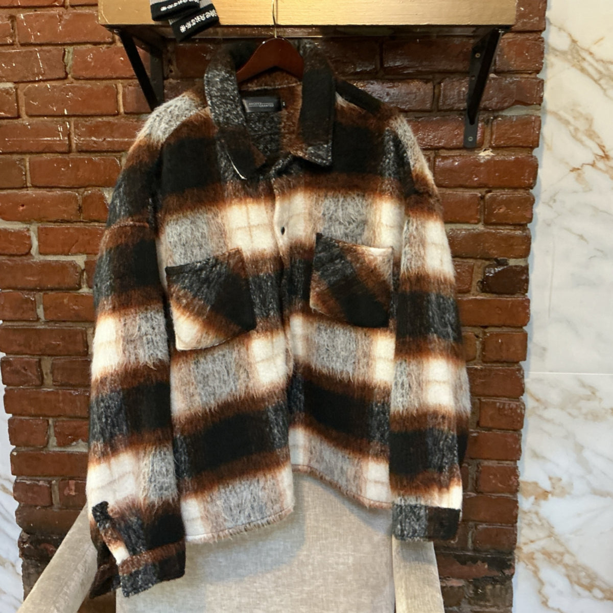 Axcexx Granted Brown Plaid Wool Jacket