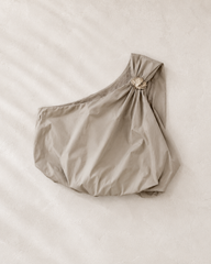 Lalavon khaki one shoulder bubbled top