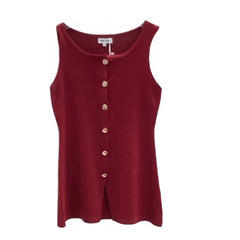 Top Chic Brown Sleeveless Button Down Top