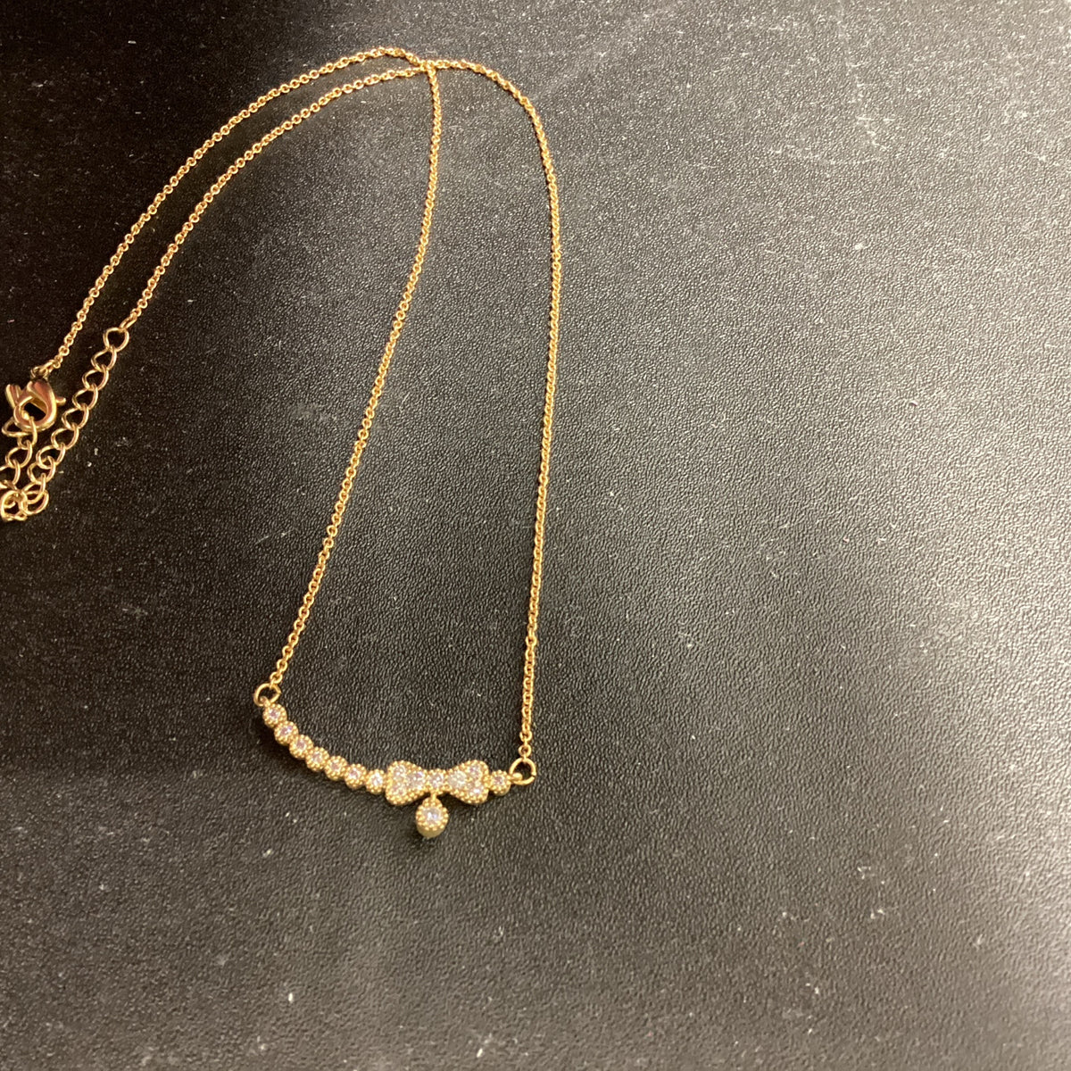 Gold Diamond Bow Necklace