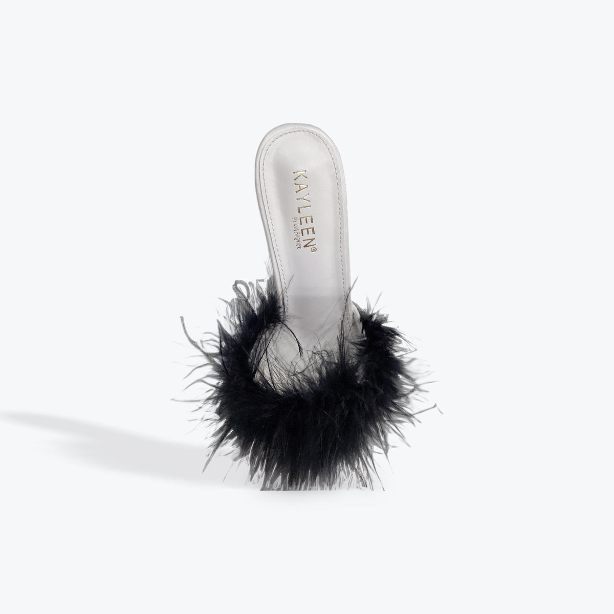 Kaleen white fur heels