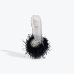 Kaleen white fur heels