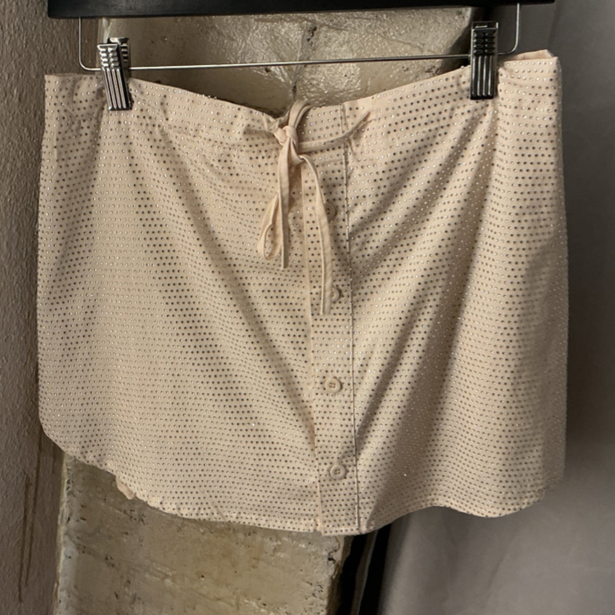Upper Atmosphere Cream Rhinestone Shorts