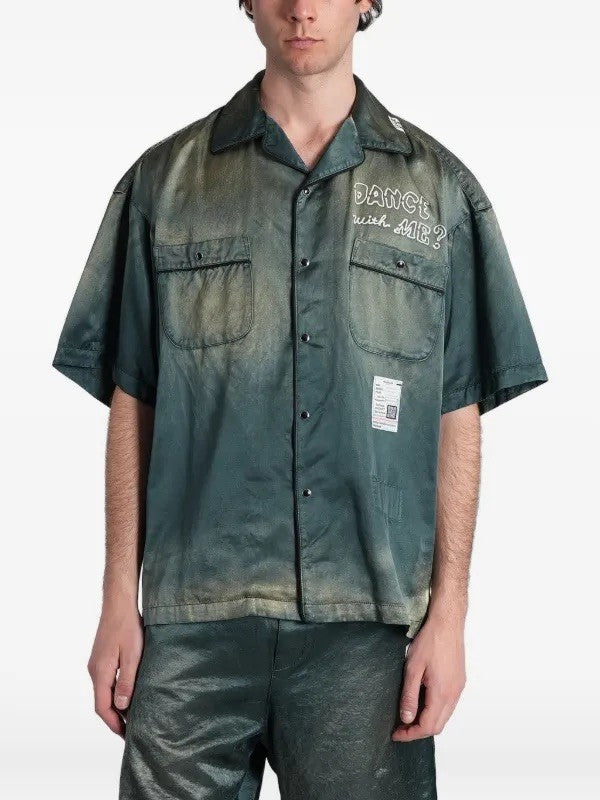 Maison Mihara Yasuhiro Green Satin Button Down