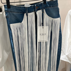 Ap Blue fringe medium wash jeans