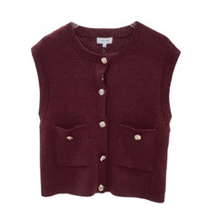 Love Tree Burgundy 5 Button Sleeveless Sweater Vest