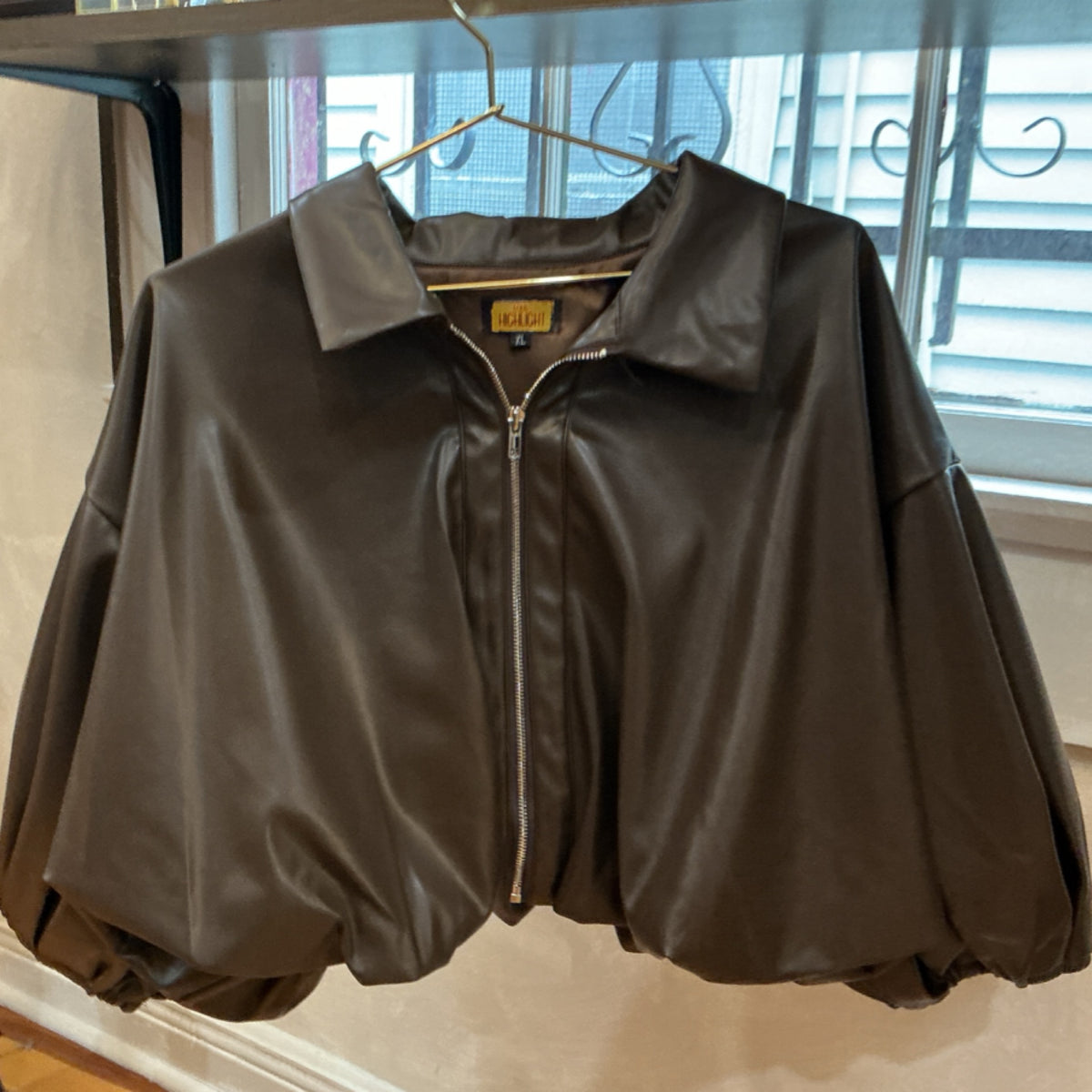 Love Highlight Puff Leather Jacket
