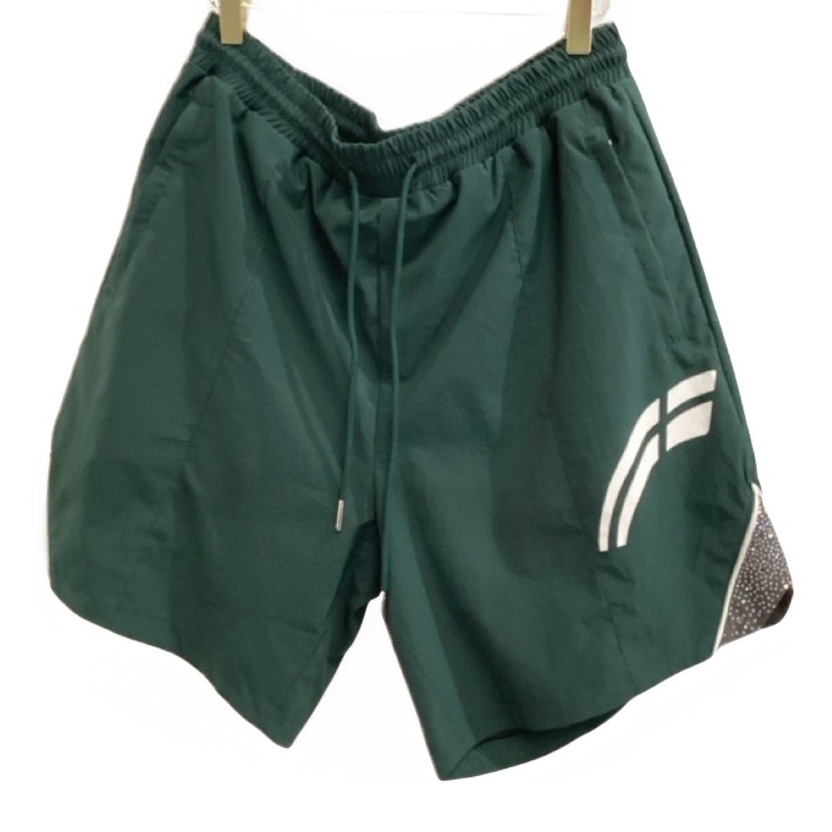 RVS Green Rhinestone Windbreaker Shorts