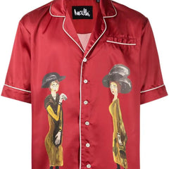 Haculla Gosspi Red Silk Printed Shirt