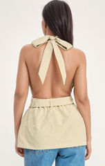 Highlight Nude Halter V Neck Vest