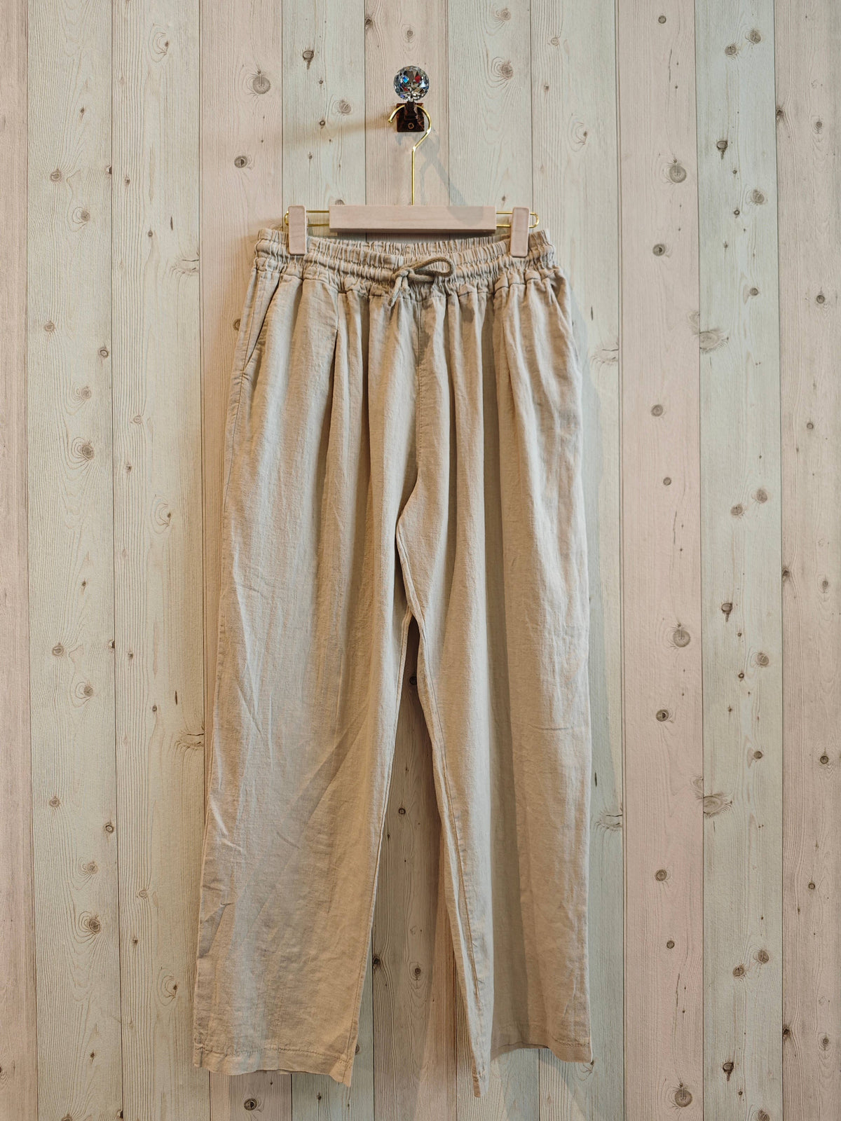 REF 8335 MEN'S 100% LINEN PANTS: BEIGE, XL